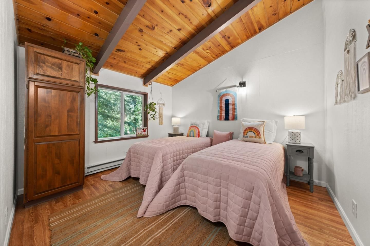 Bedroom, Interior, Wooden Beams, Wooden Ceilings, Wood Texture Flooring