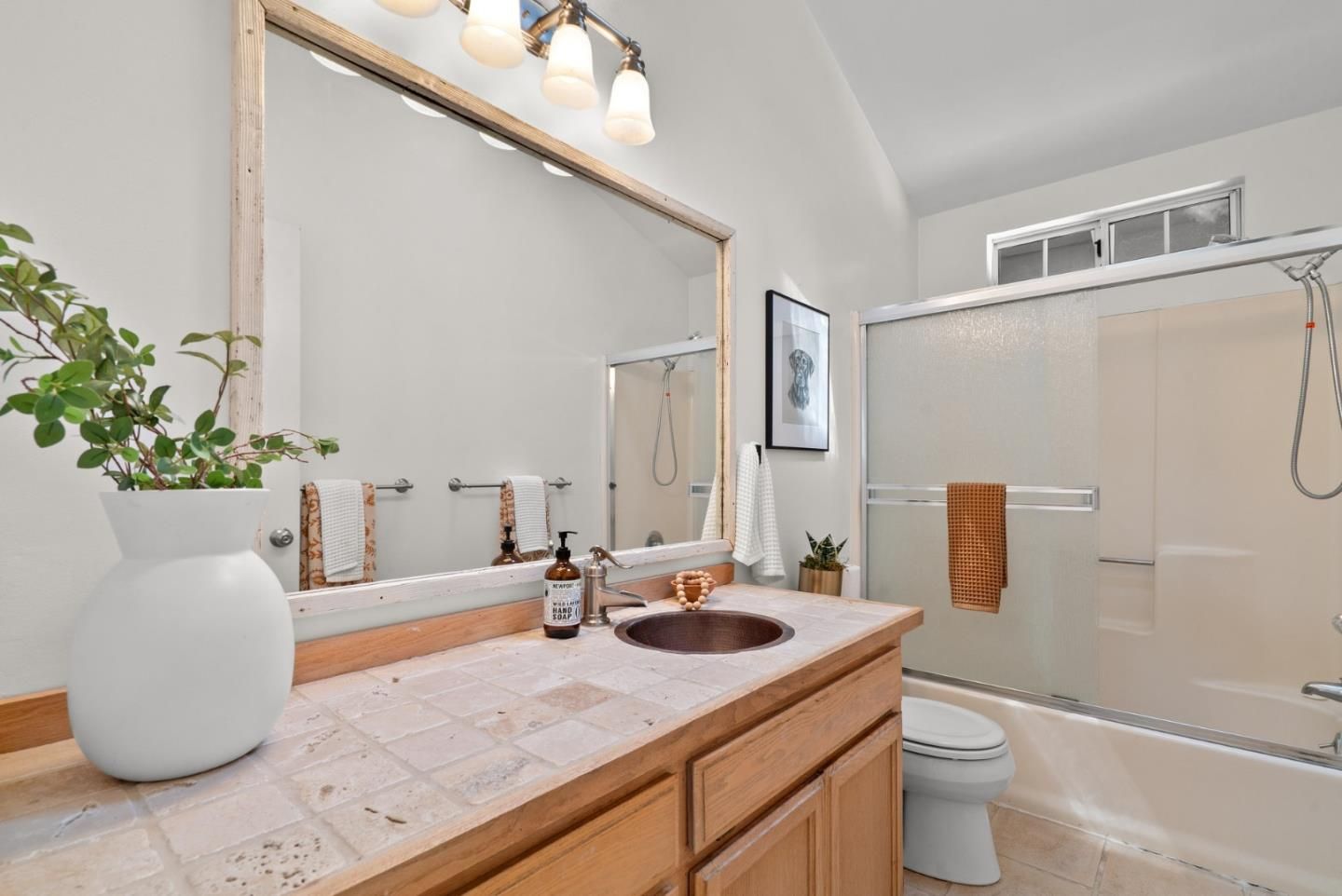 Bathroom, Dual Sink Vanities, Glass Shower, Interior, Tile Countertops