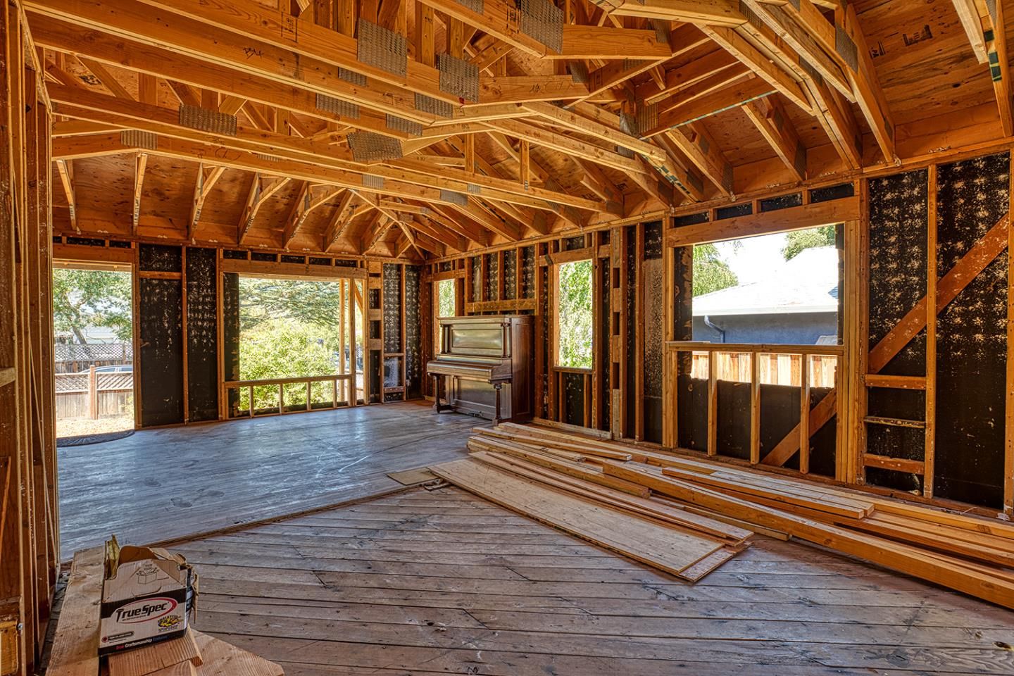 Empty room, Interior, Wooden Beams, Wooden Ceilings, Wood Texture Flooring, Wooden Walls