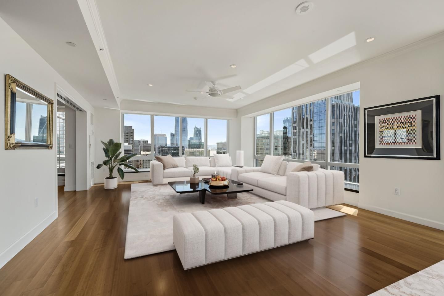 Interior, Living room, Recessed Lighting, Wood Texture Flooring