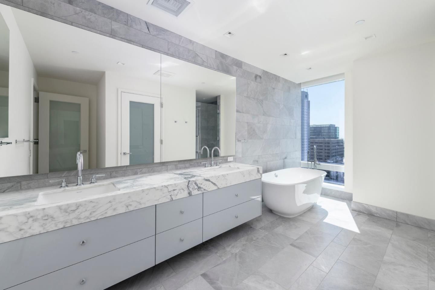 Bathroom, Dual Sink Vanities, Free Standing Baths, Interior, Recessed Lighting