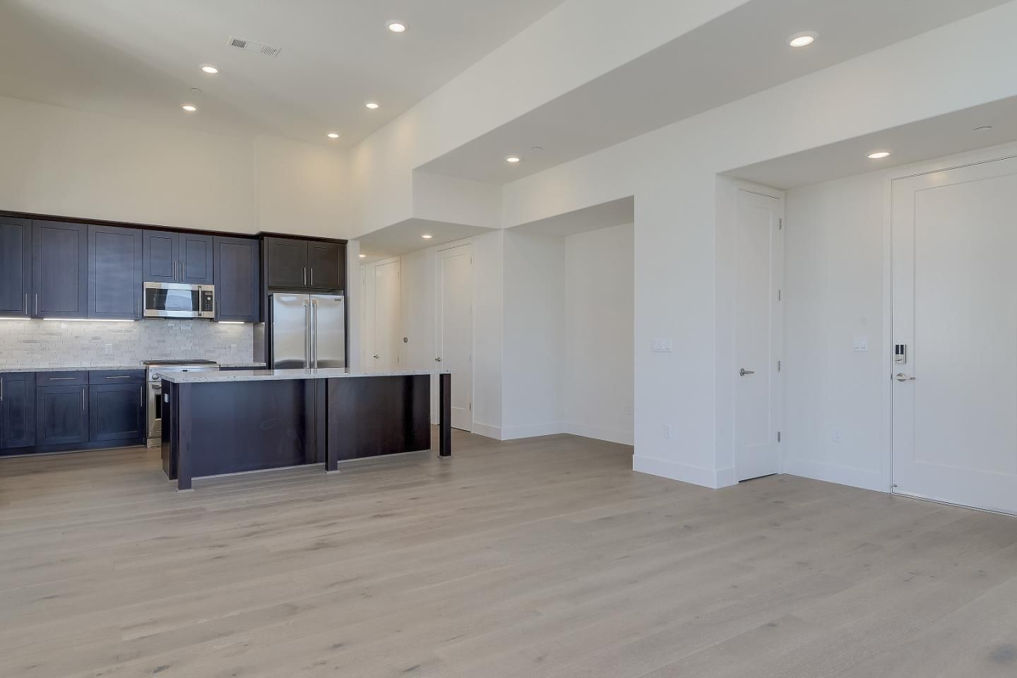 Interior, Kitchen, Recessed Lighting, Wood Texture Flooring