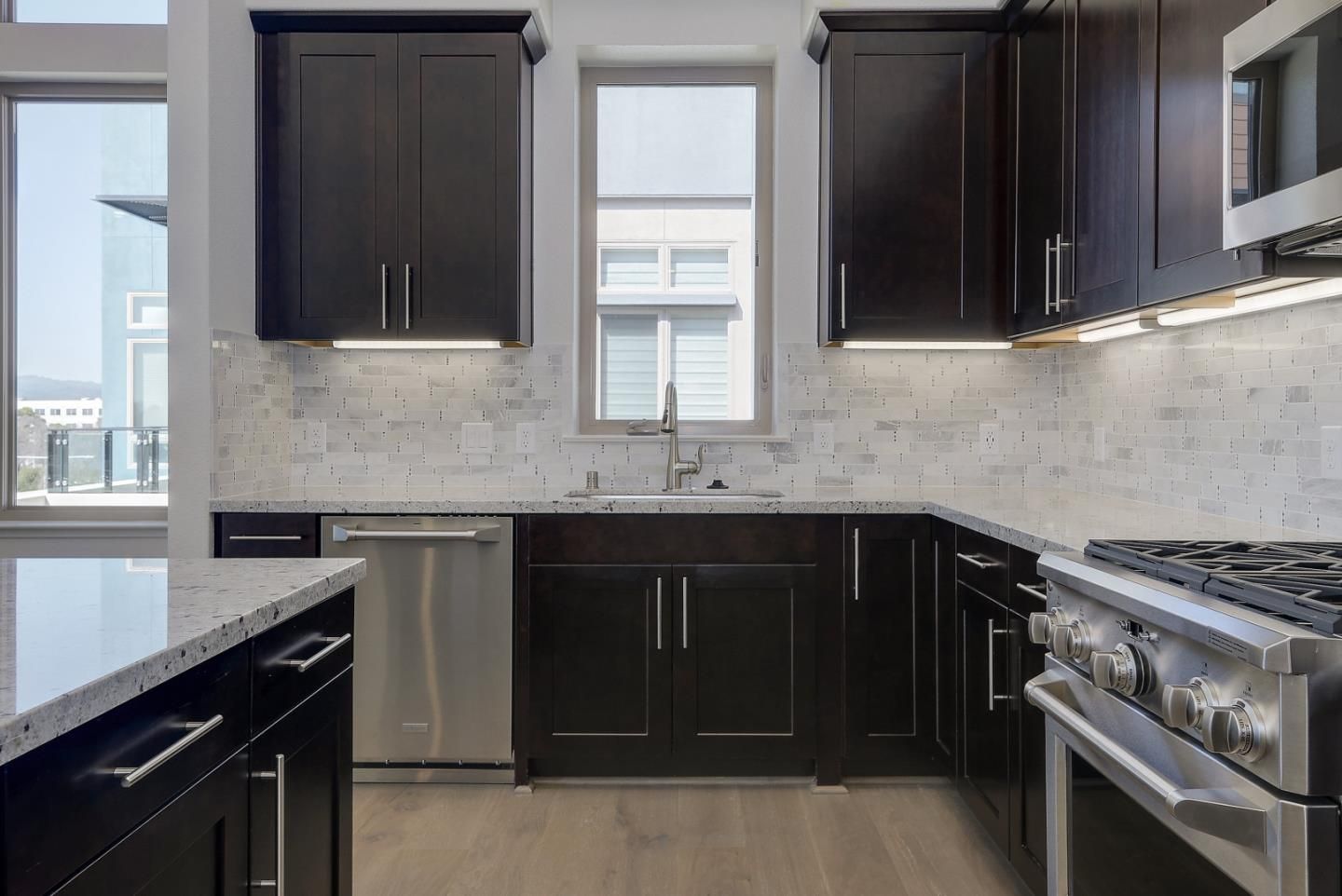 Interior, Kitchen, Stainless Steel Appliances, Wood Texture Flooring