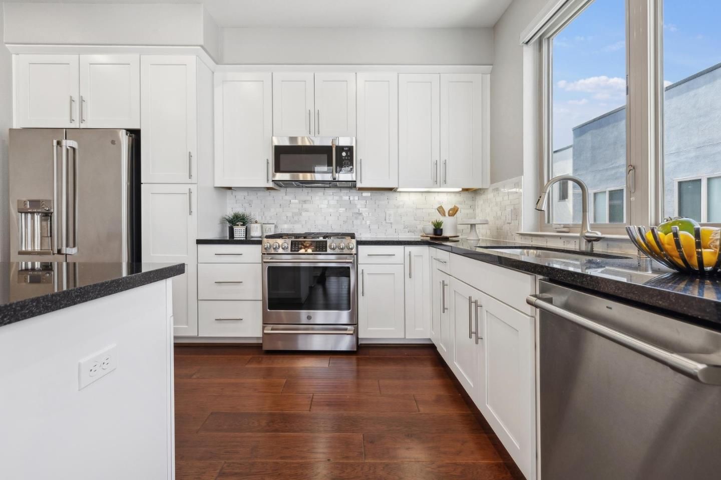 Interior, Kitchen, Stainless Steel Appliances, Wood Texture Flooring