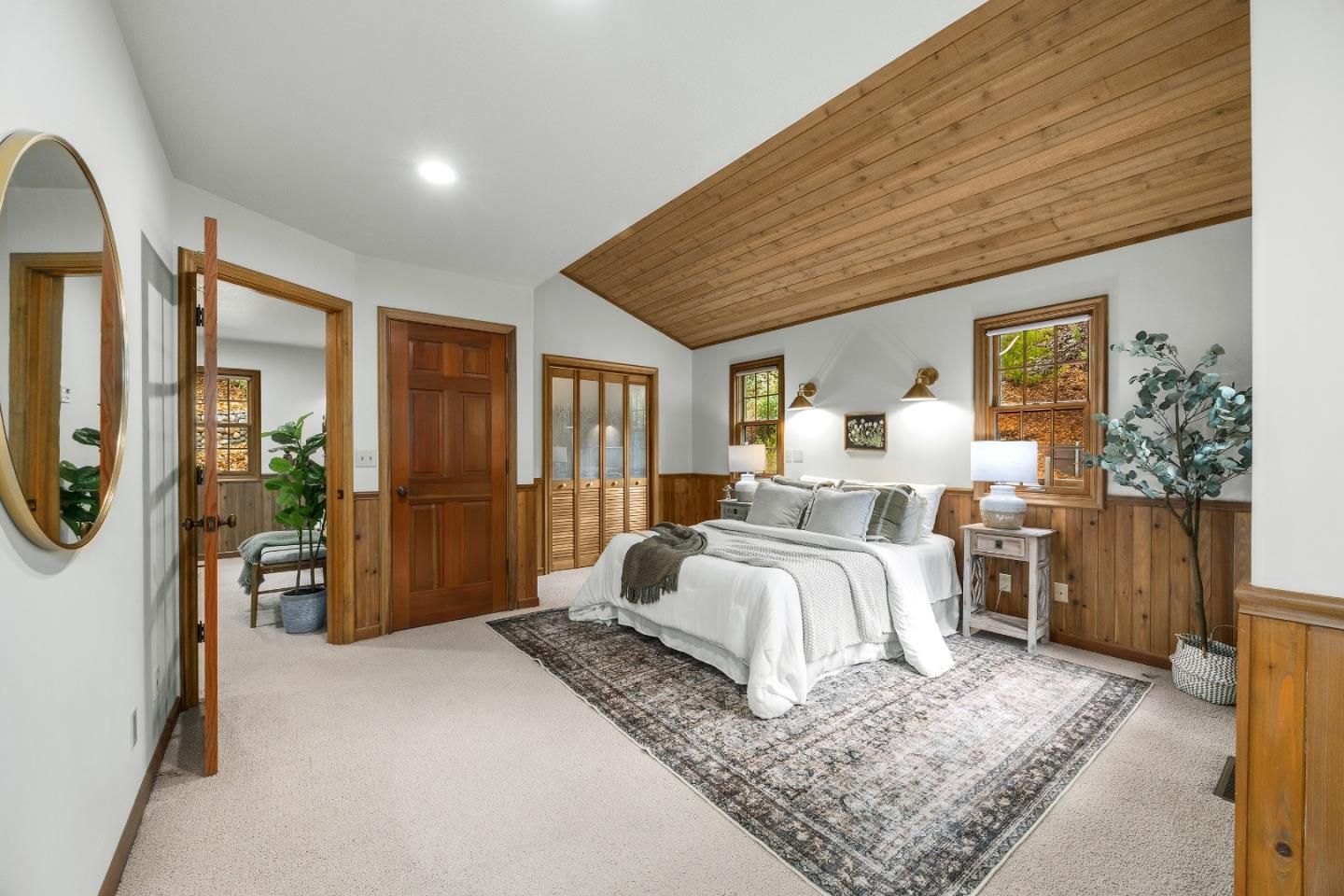 Bedroom, Interior, Recessed Lighting, Wooden Ceilings
