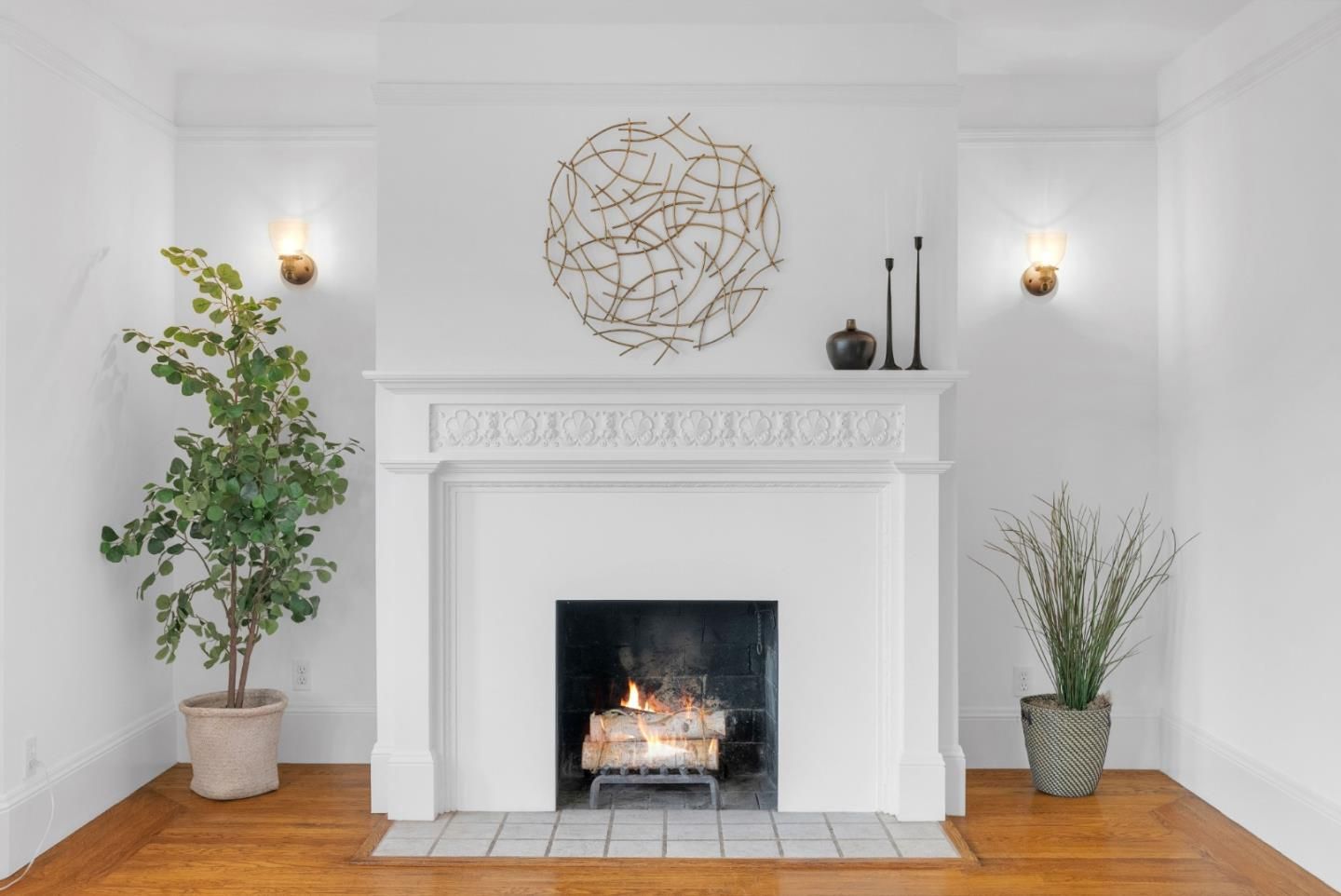 Fireplace, Interior, Wood Texture Flooring