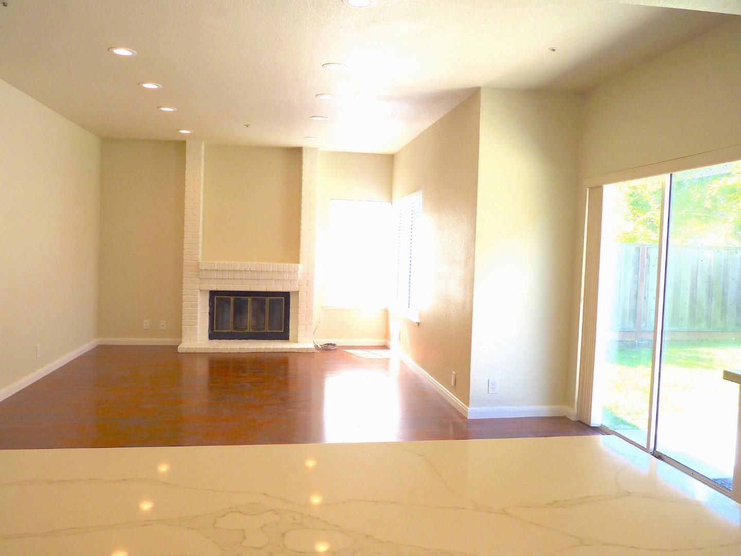 Empty room, Fireplace, Interior, Marble, Recessed Lighting