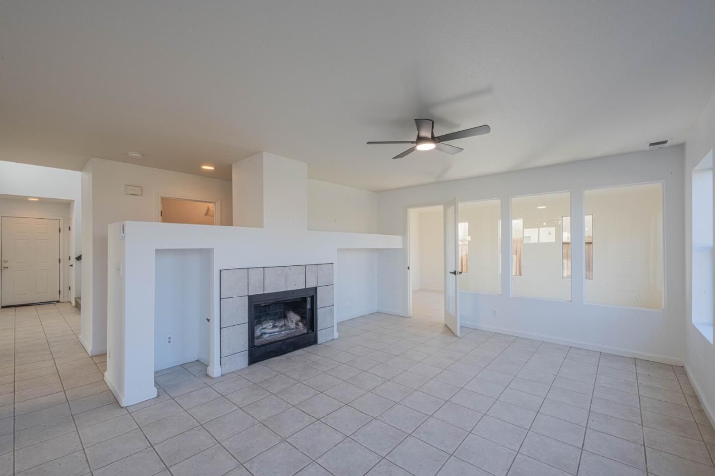 Empty room, Fireplace, Interior, Recessed Lighting