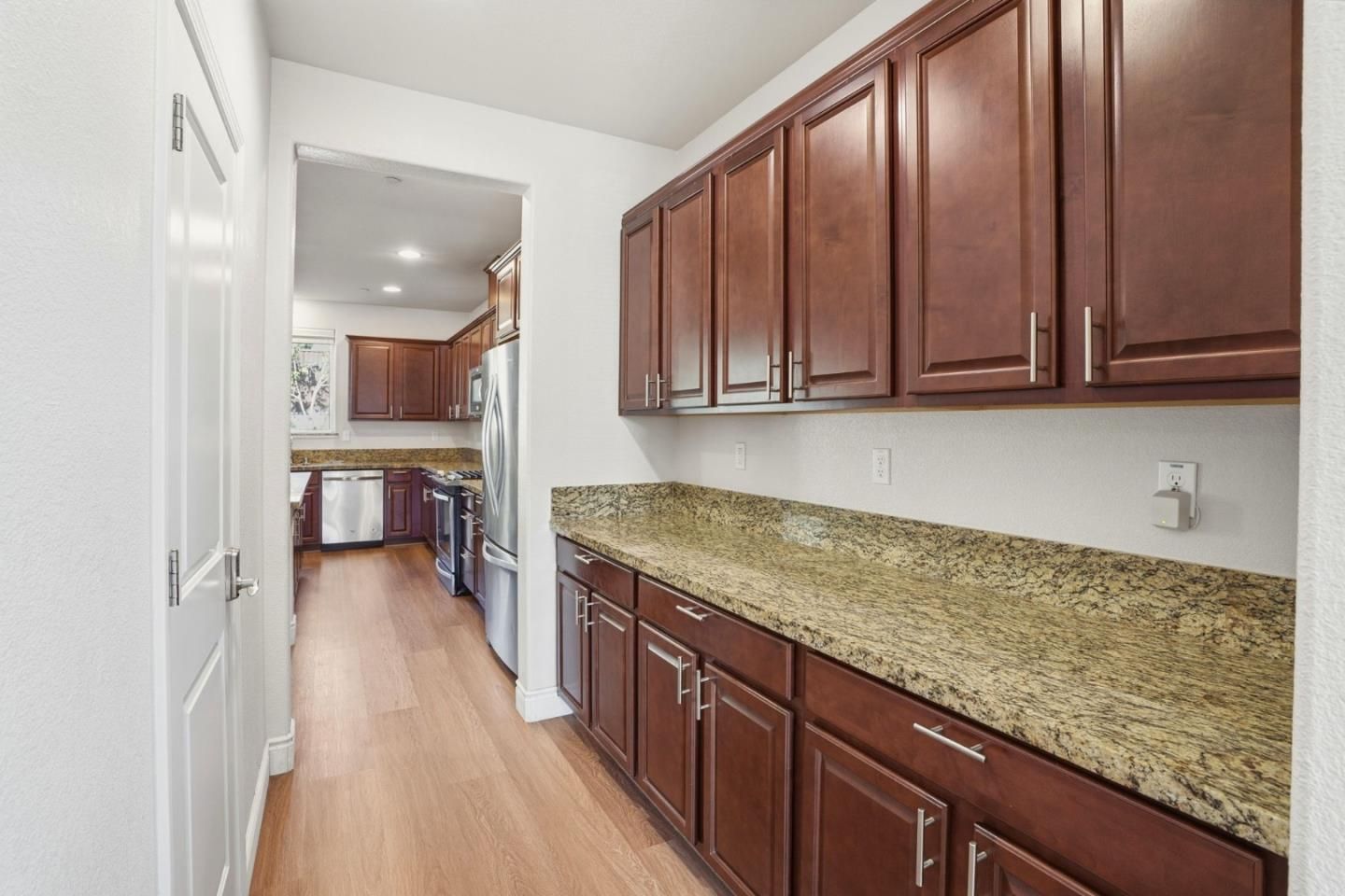 Interior, Kitchen, Recessed Lighting, Wood Texture Flooring