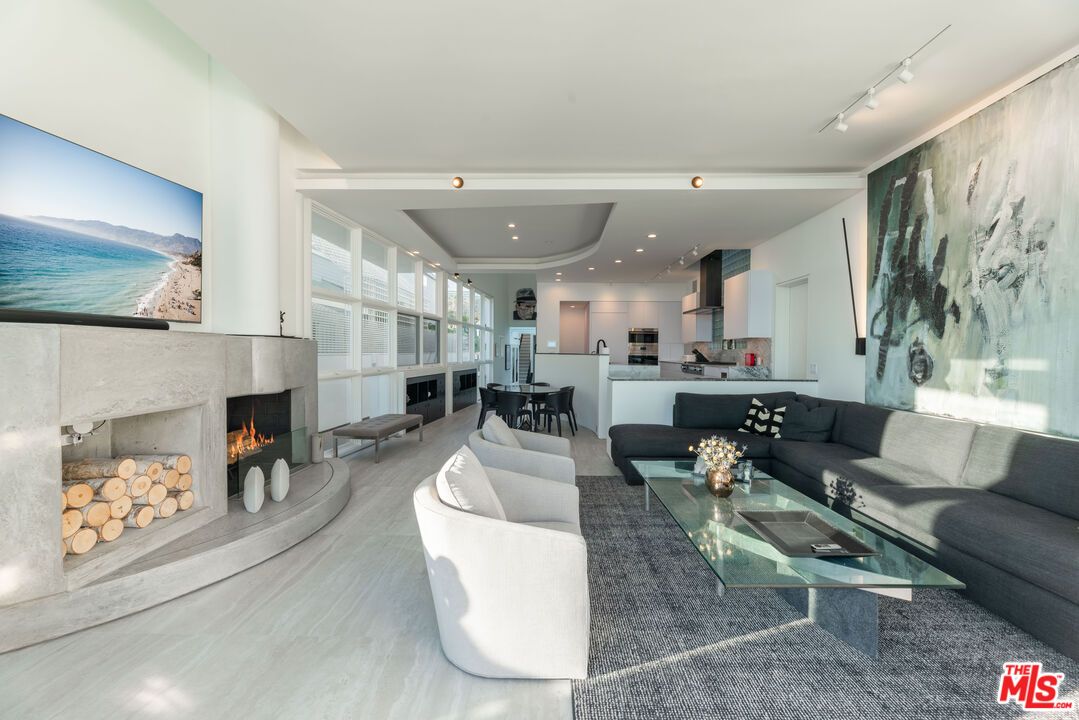 Dining room, Fireplace, Interior, Kitchen, Living room, Recessed Lighting