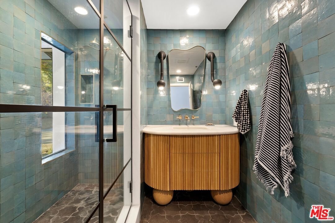 Bathroom, Glass Shower, Interior, Recessed Lighting