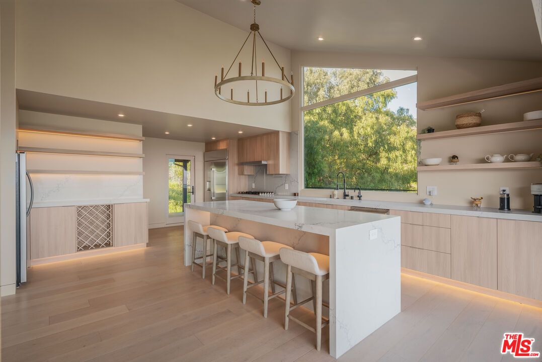Interior, Kitchen, Pendant Lights, Recessed Lighting, Wood Texture Flooring