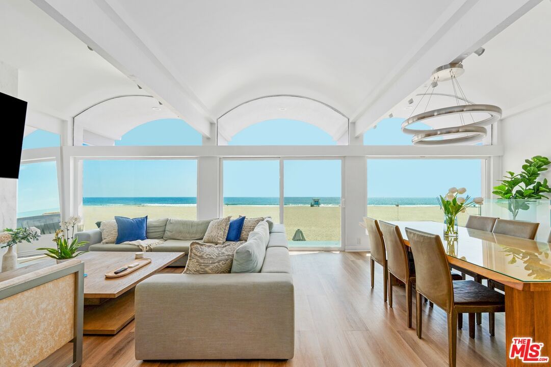 Dining room, Interior, Living room, Pendant Lights, Water, Wood Texture Flooring