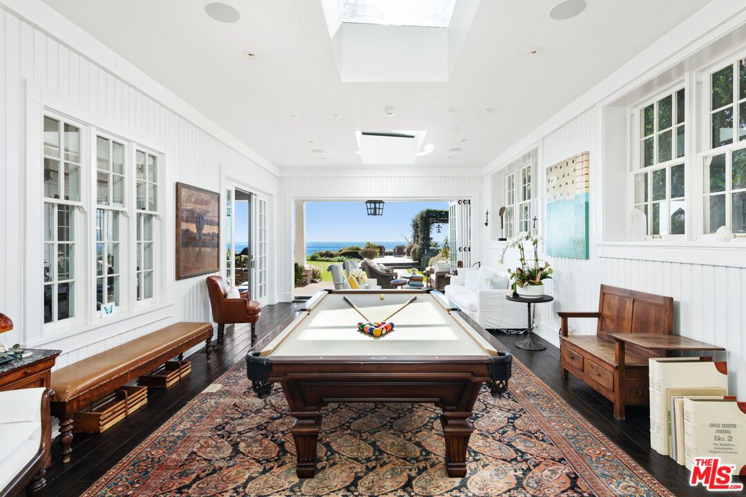 Billiard Table, Game Room, Interior, Recessed Lighting, Water, Wood Texture Flooring