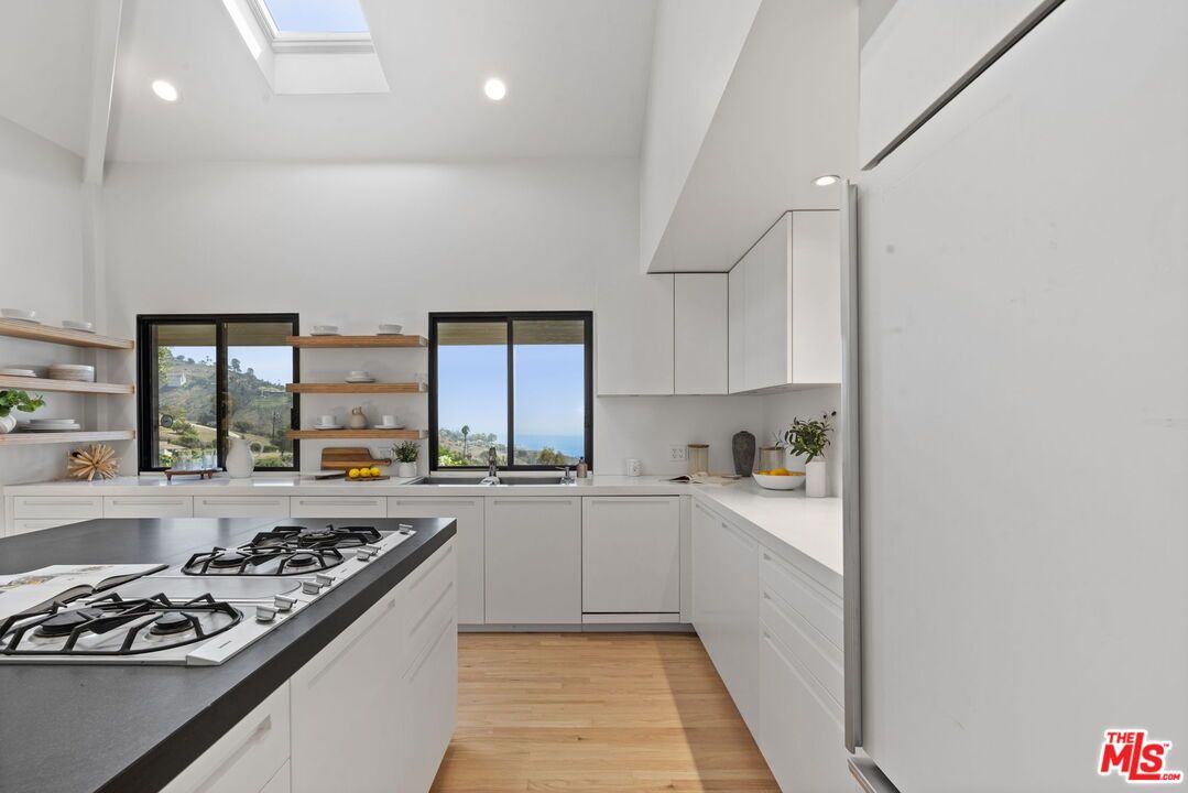 Glass Ceilings, Interior, Kitchen, Recessed Lighting, Water, Wood Texture Flooring