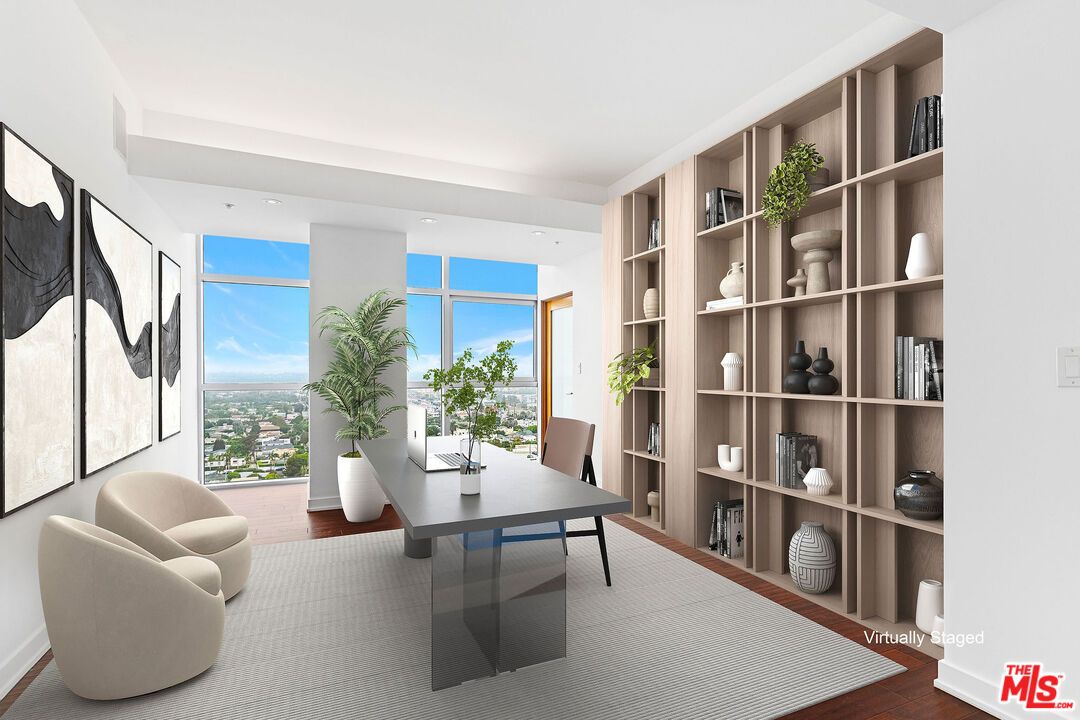 Home Office, Interior, Recessed Lighting, Wood Texture Flooring