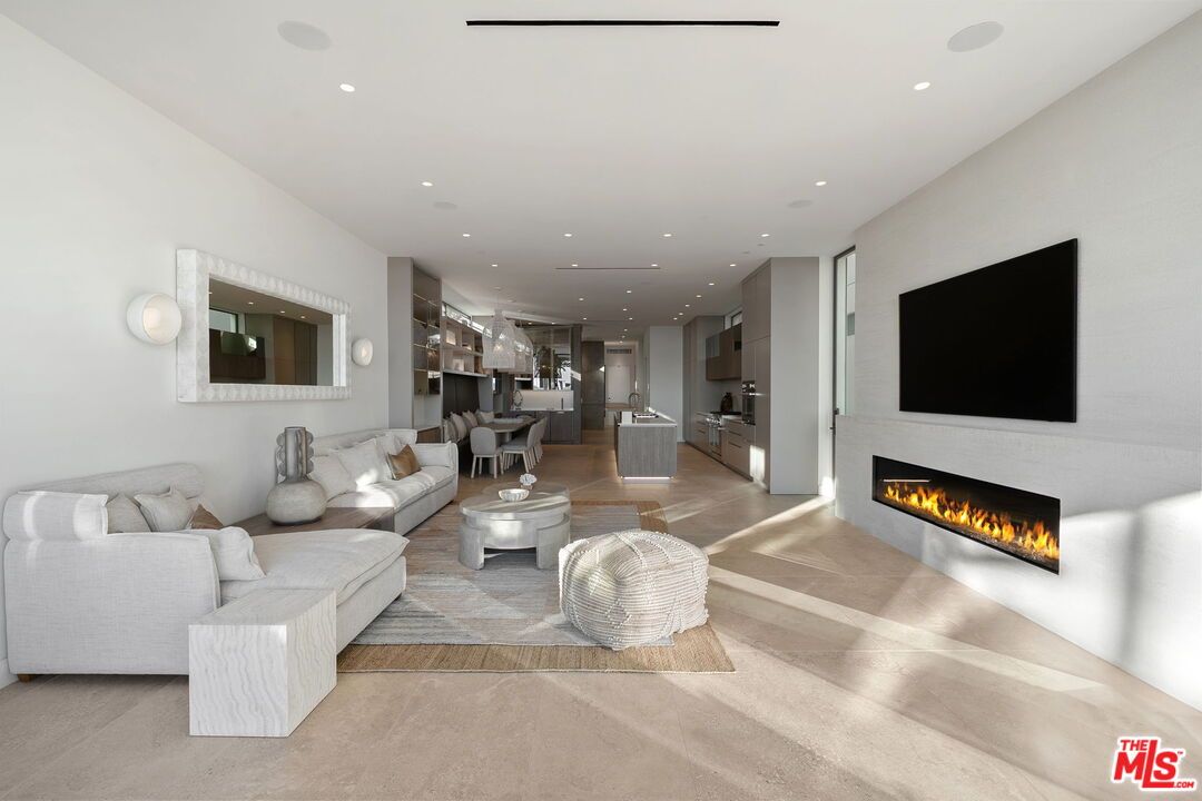 Dining room, Fireplace, Interior, Kitchen, Living room, Pendant Lights, Recessed Lighting