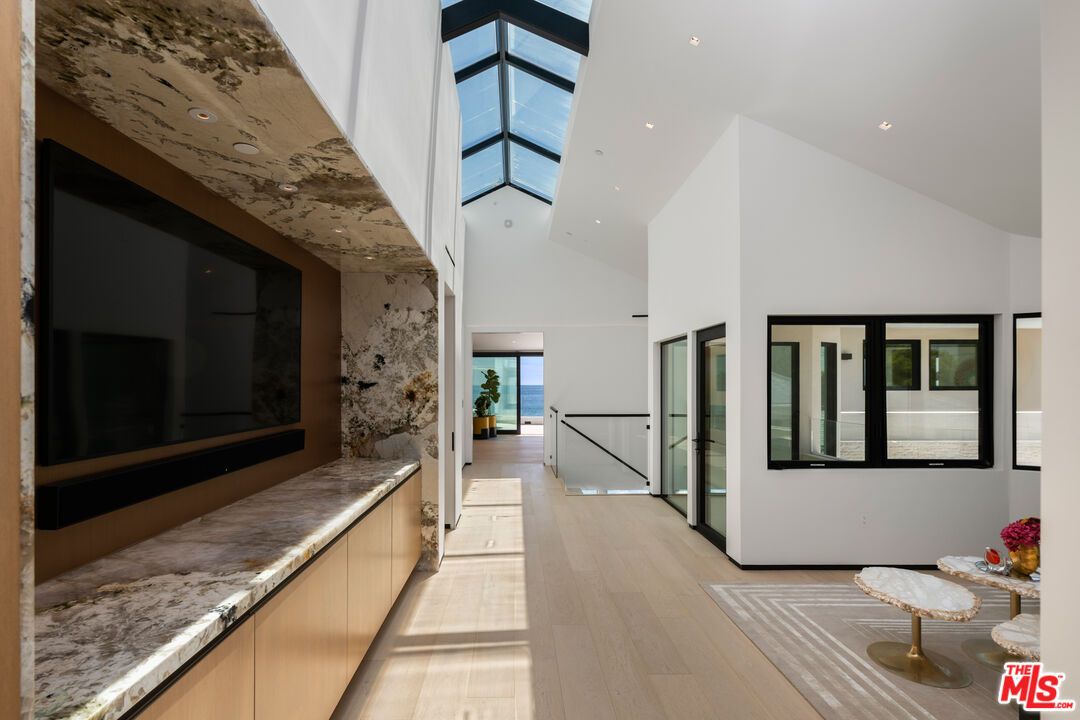 Glass Ceilings, Interior, Recessed Lighting, Water, Wood Texture Flooring