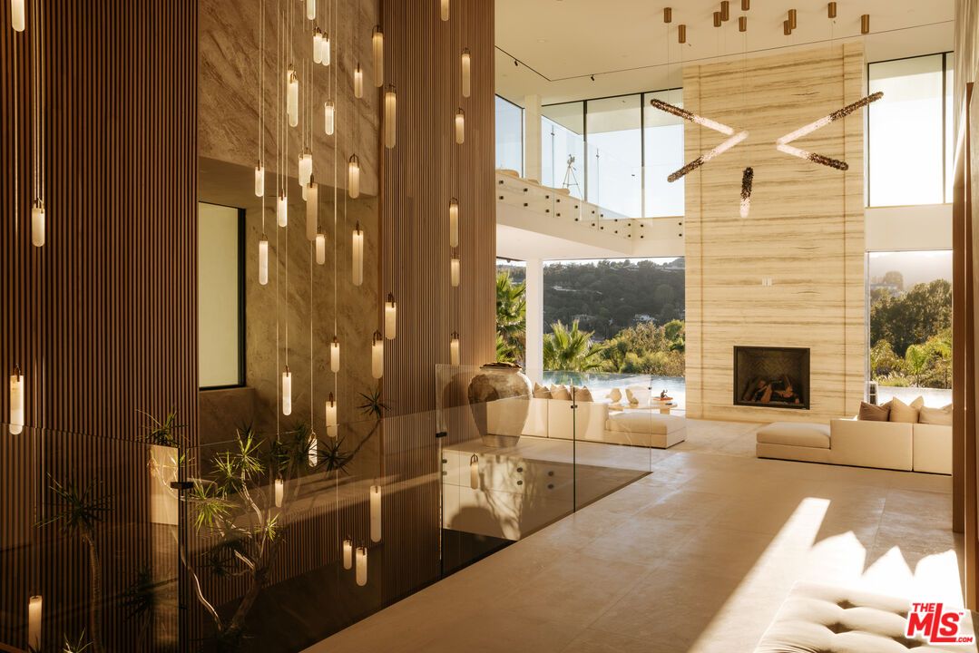 Fireplace, Interior, Living room, Pendant Lights