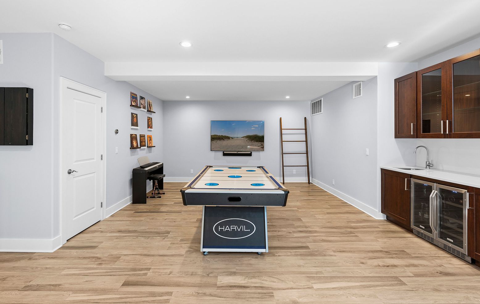 Game Room, Interior, Recessed Lighting, Wood Texture Flooring