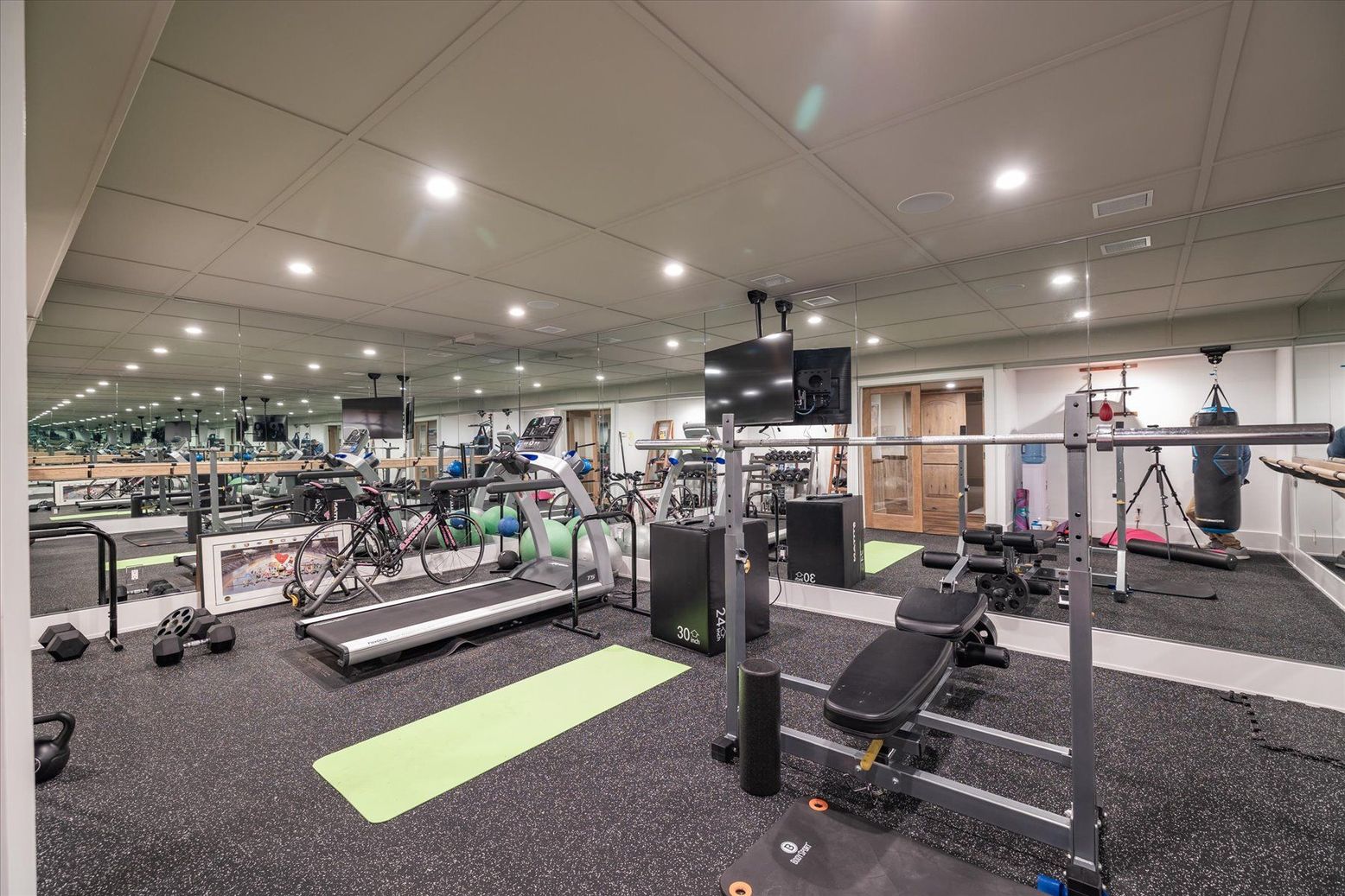 Fitness Equipment, Gym, Interior, Recessed Lighting