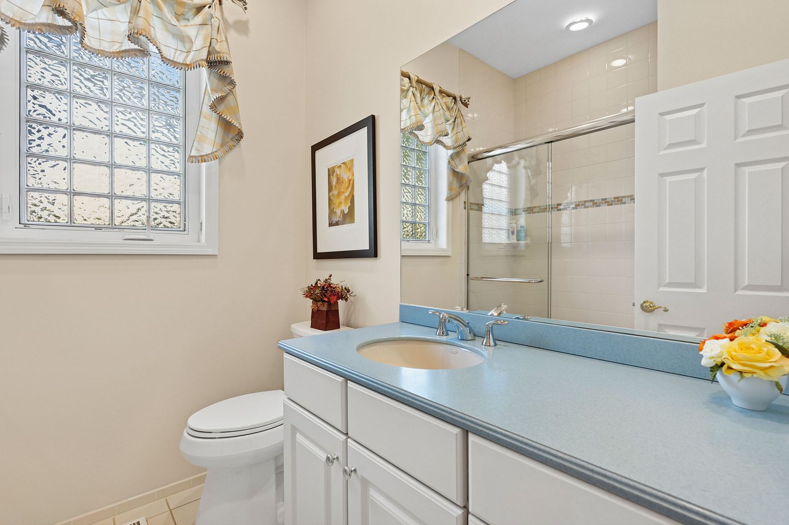 Bathroom, Glass Shower, Interior, Recessed Lighting