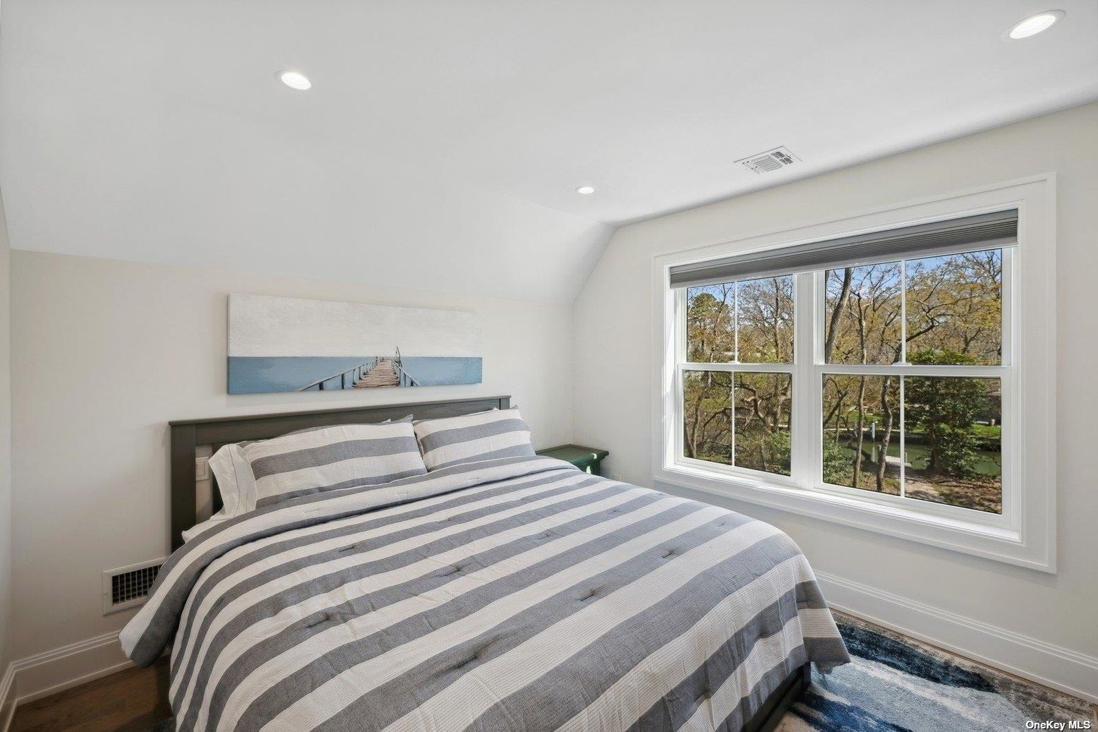 Bedroom, Interior, Recessed Lighting, Water, Wood Texture Flooring
