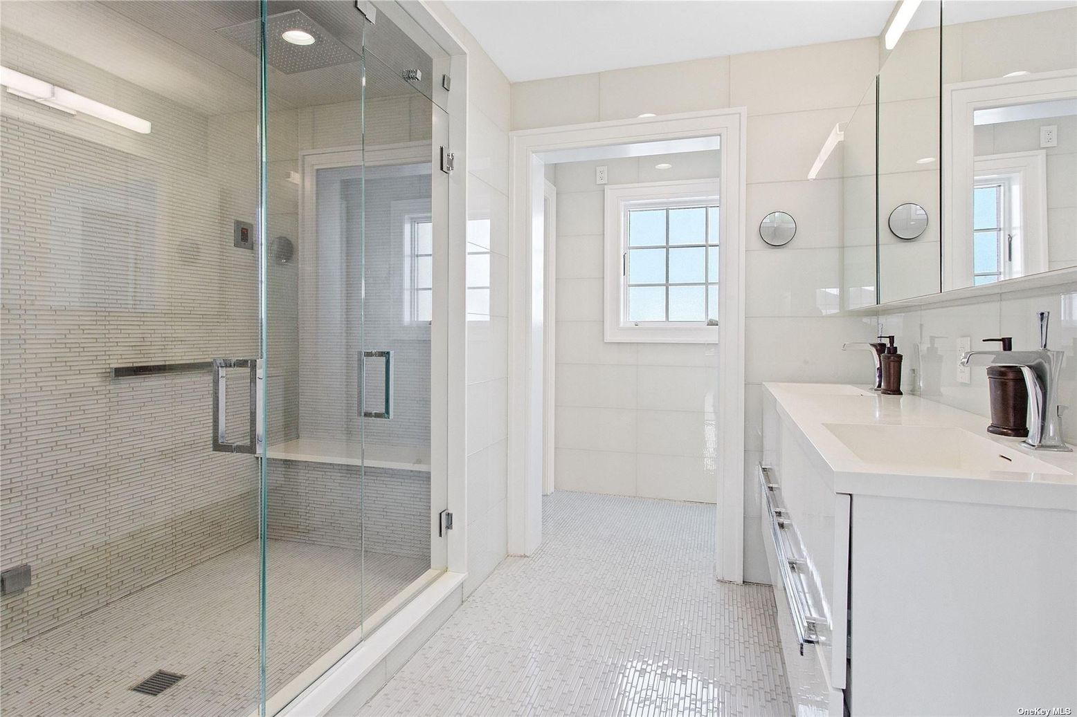 Bathroom, Dual Sink Vanities, Glass Shower, Interior, Recessed Lighting
