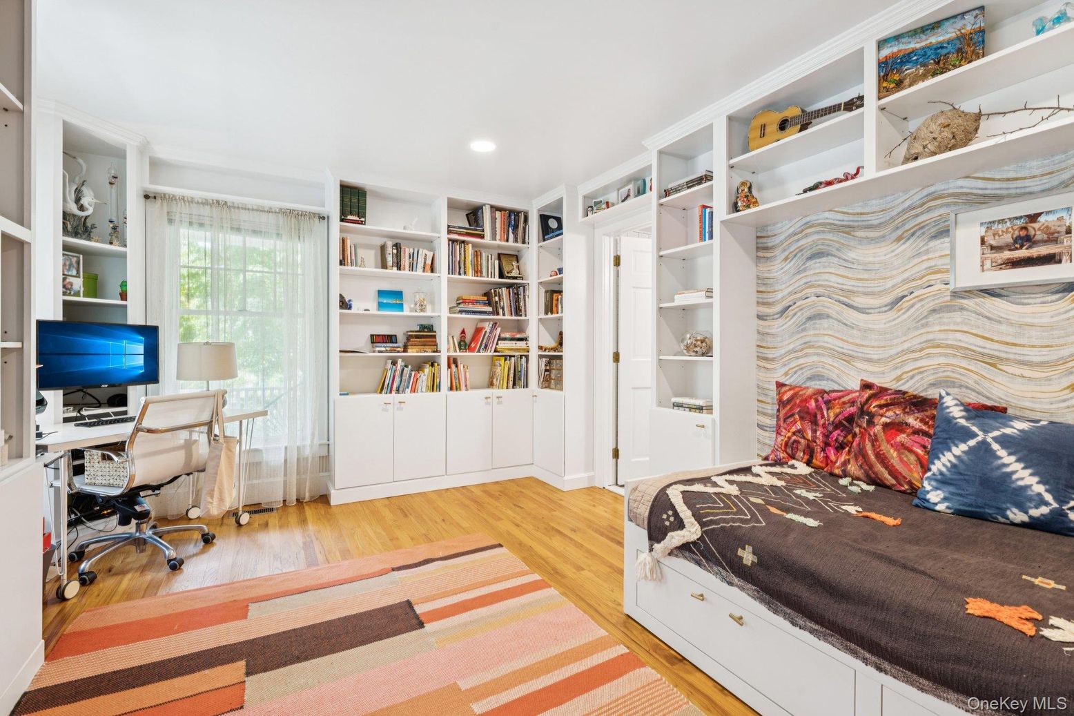 Home Office, Interior, Recessed Lighting, Wood Texture Flooring