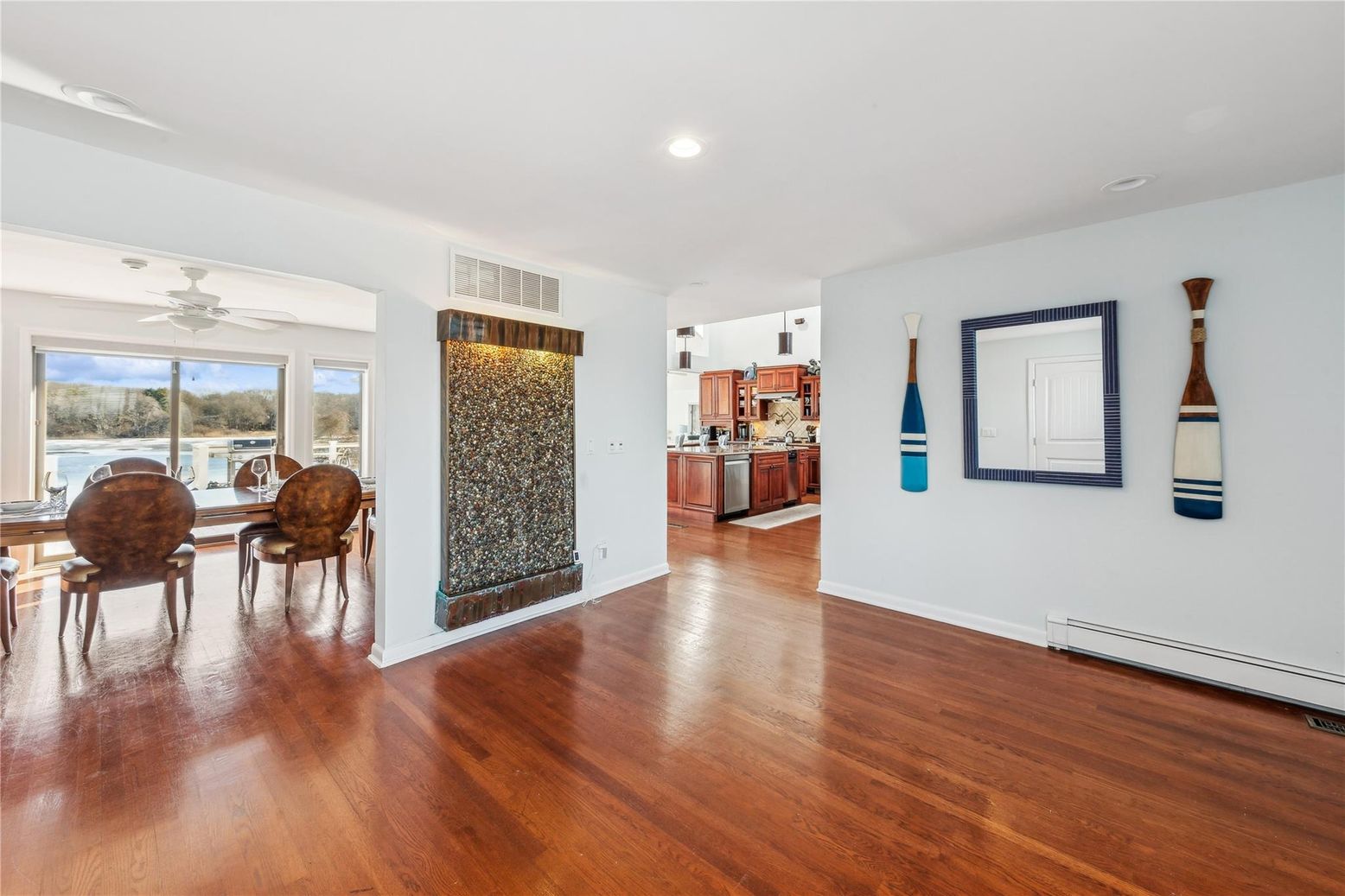 Dining room, Interior, Kitchen, Recessed Lighting, Wood Texture Flooring