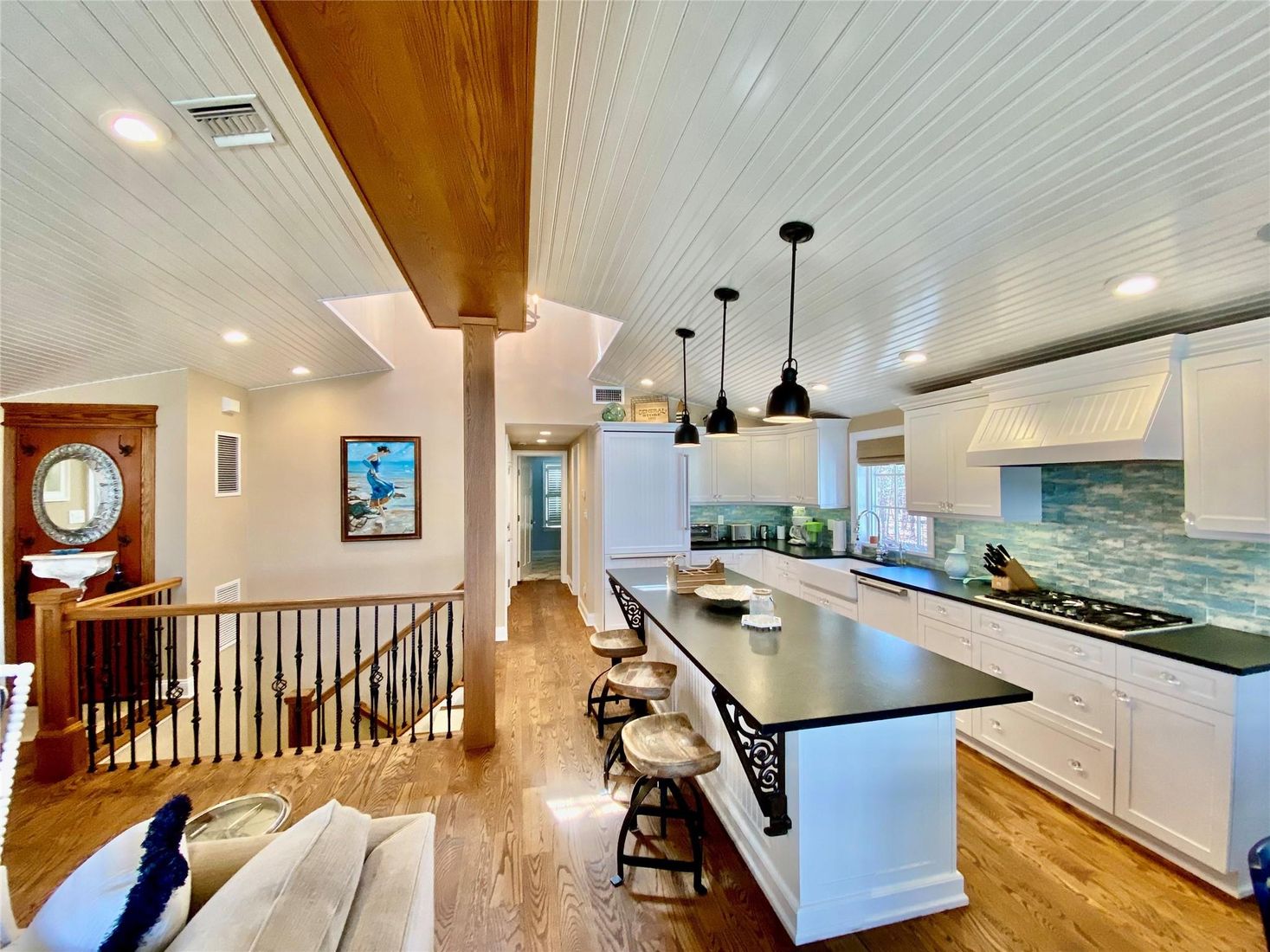 Interior, Kitchen, Pendant Lights, Recessed Lighting, Wood Texture Flooring