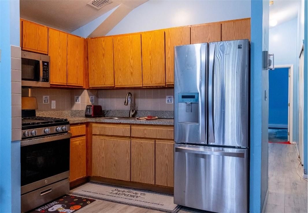 Interior, Kitchen, Stainless Steel Appliances, Wood Texture Flooring
