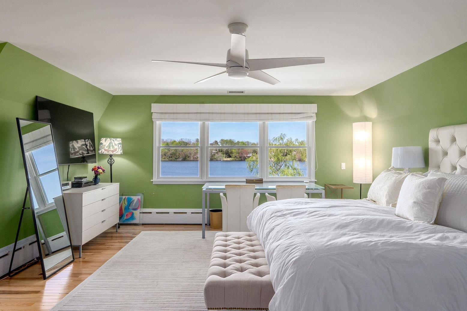Bedroom, Interior, Water, Wood Texture Flooring