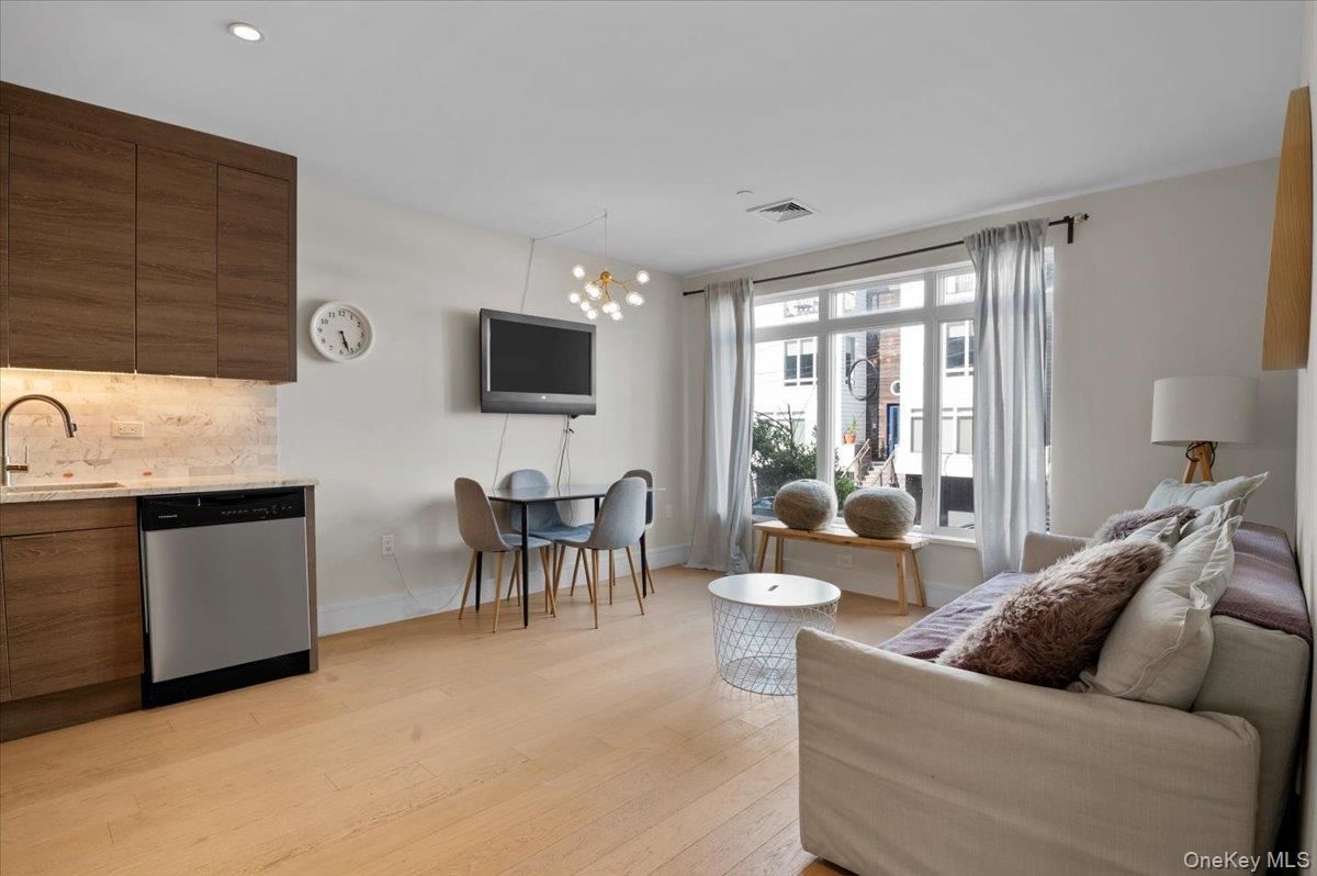 Dining room, Interior, Kitchen, Living room, Pendant Lights, Recessed Lighting, Wood Texture Flooring