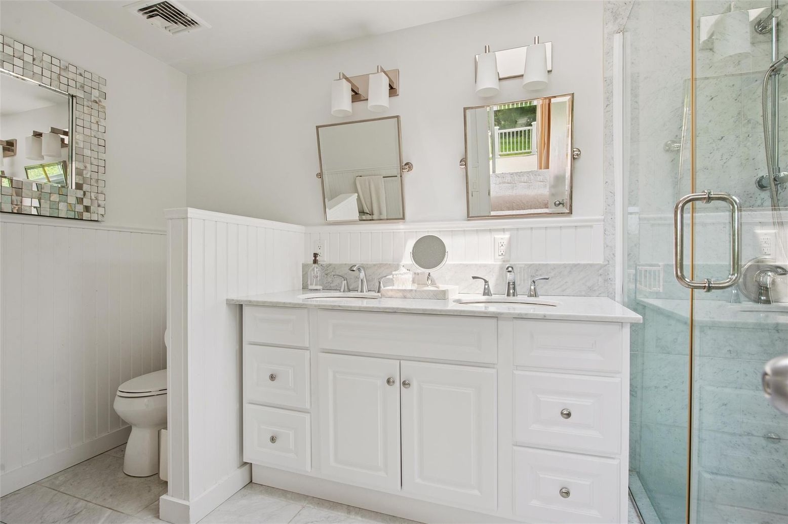 Bathroom, Dual Sink Vanities, Glass Shower, Interior