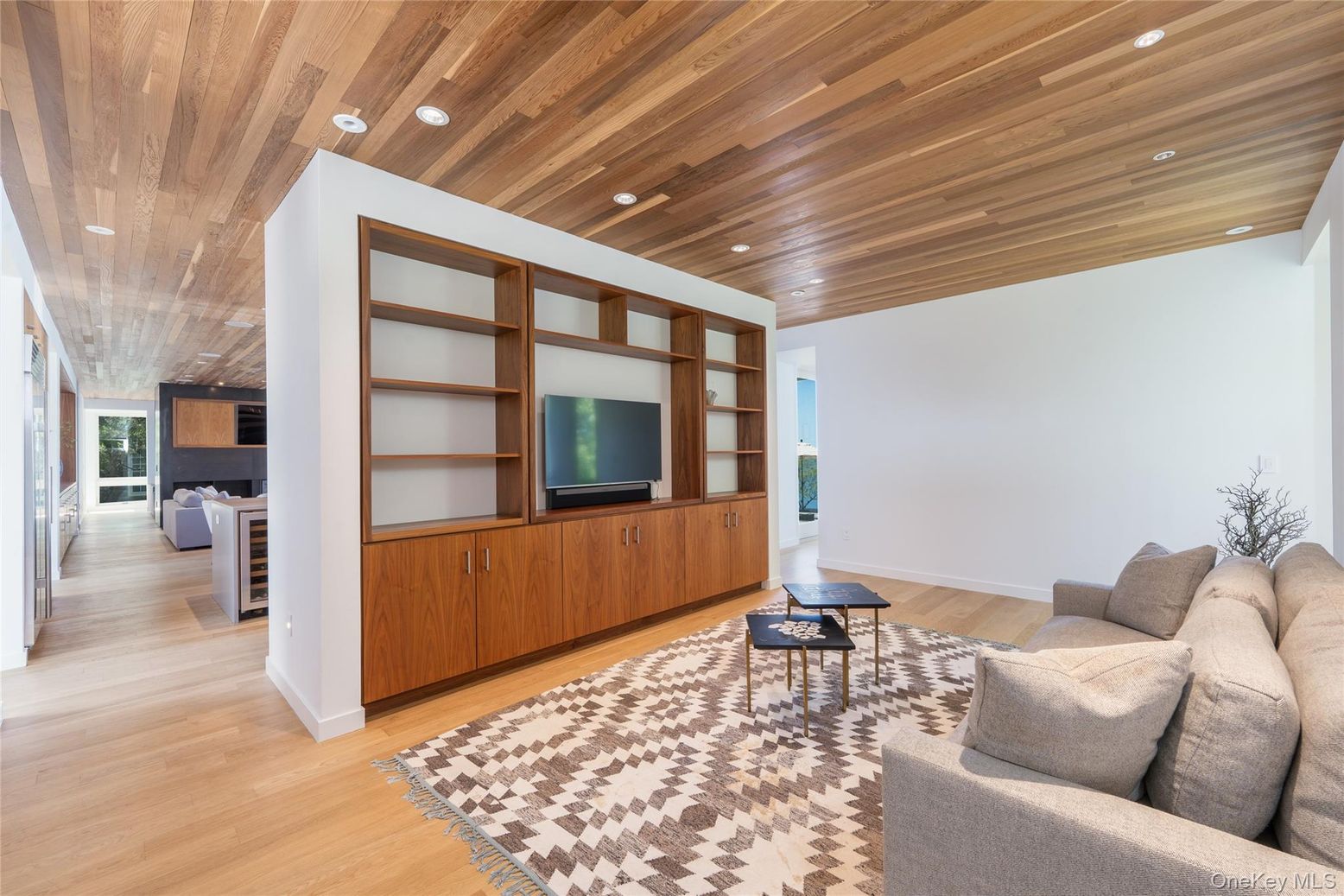 Interior, Living room, Recessed Lighting, Wooden Ceilings, Wood Texture Flooring