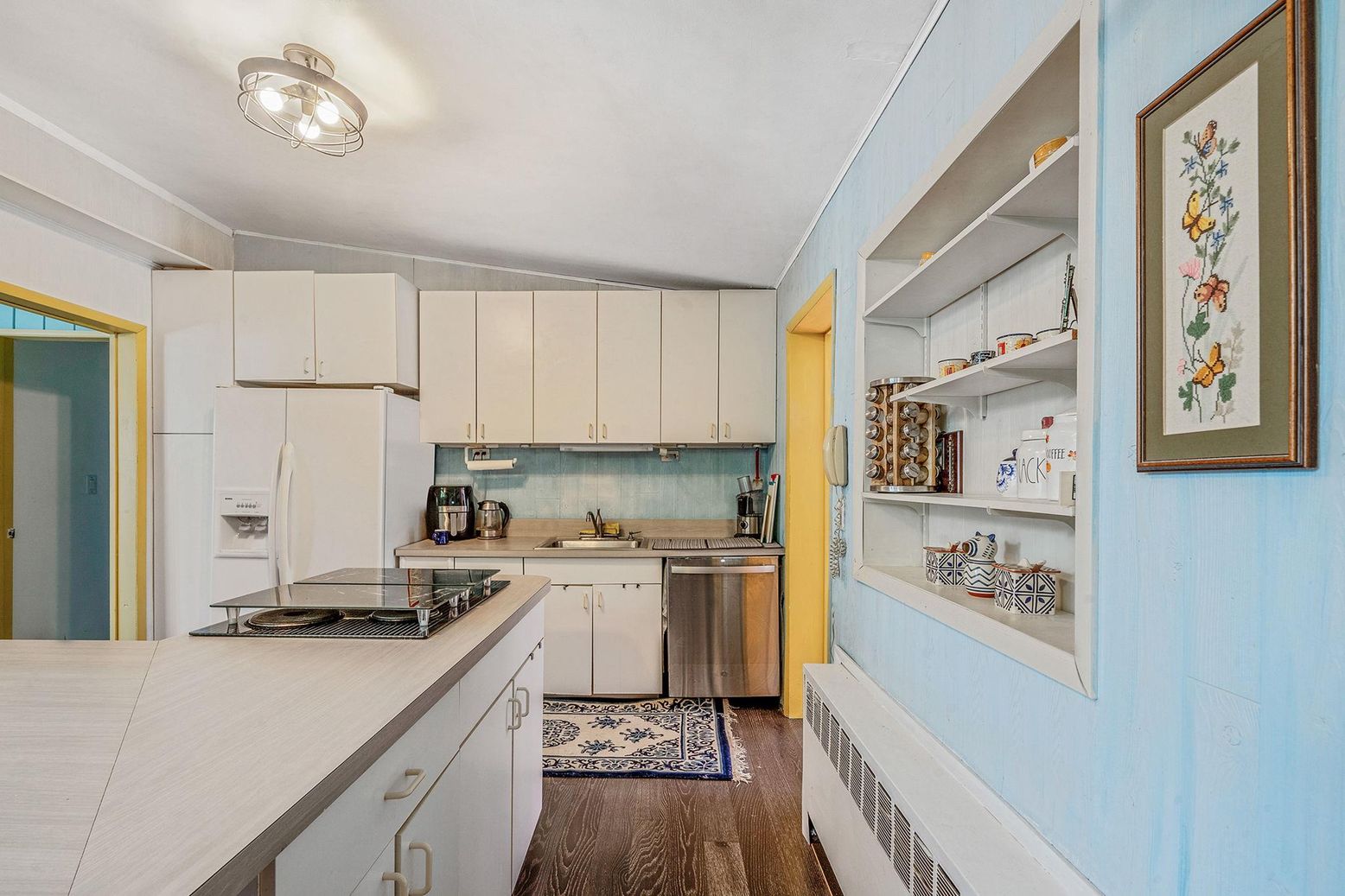 Interior, Kitchen, Wood Texture Flooring