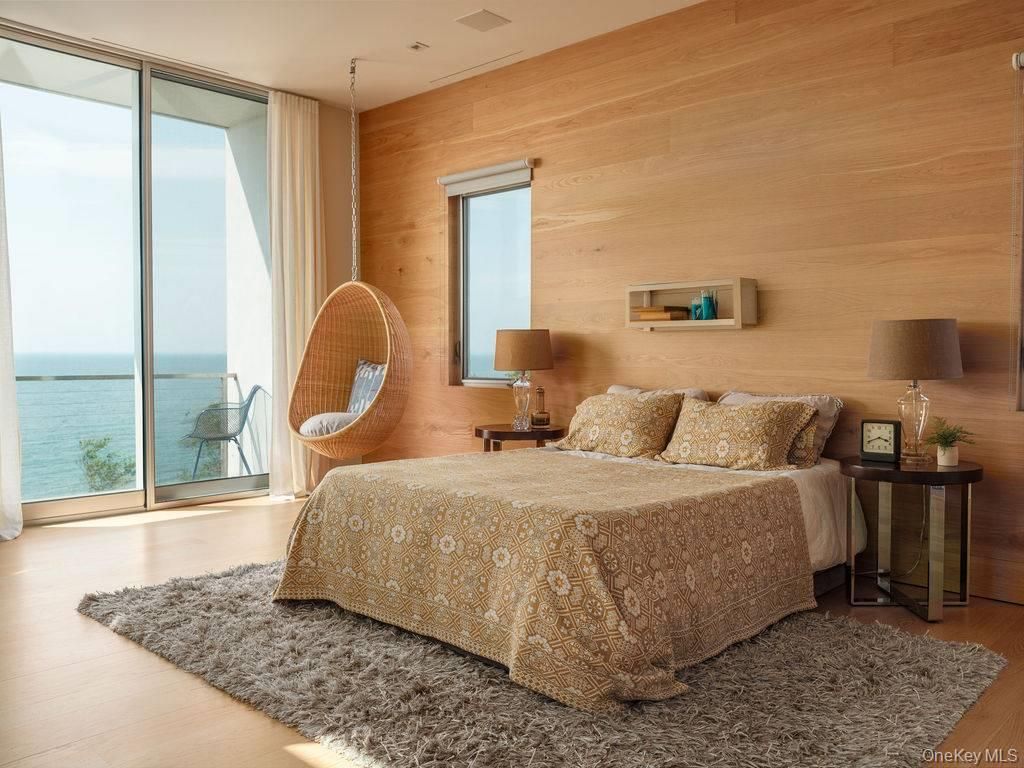 Bedroom, Interior, Water, Wood Texture Flooring, Wooden Walls