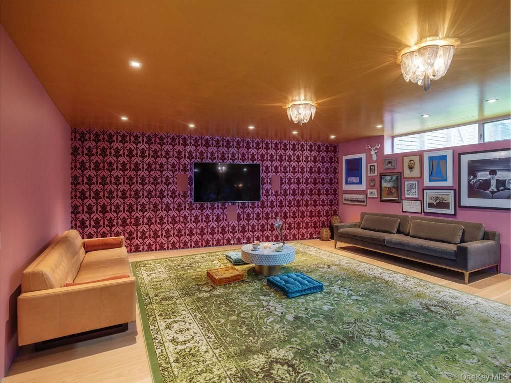 Chandelier, Interior, Living room, Recessed Lighting, Wood Texture Flooring