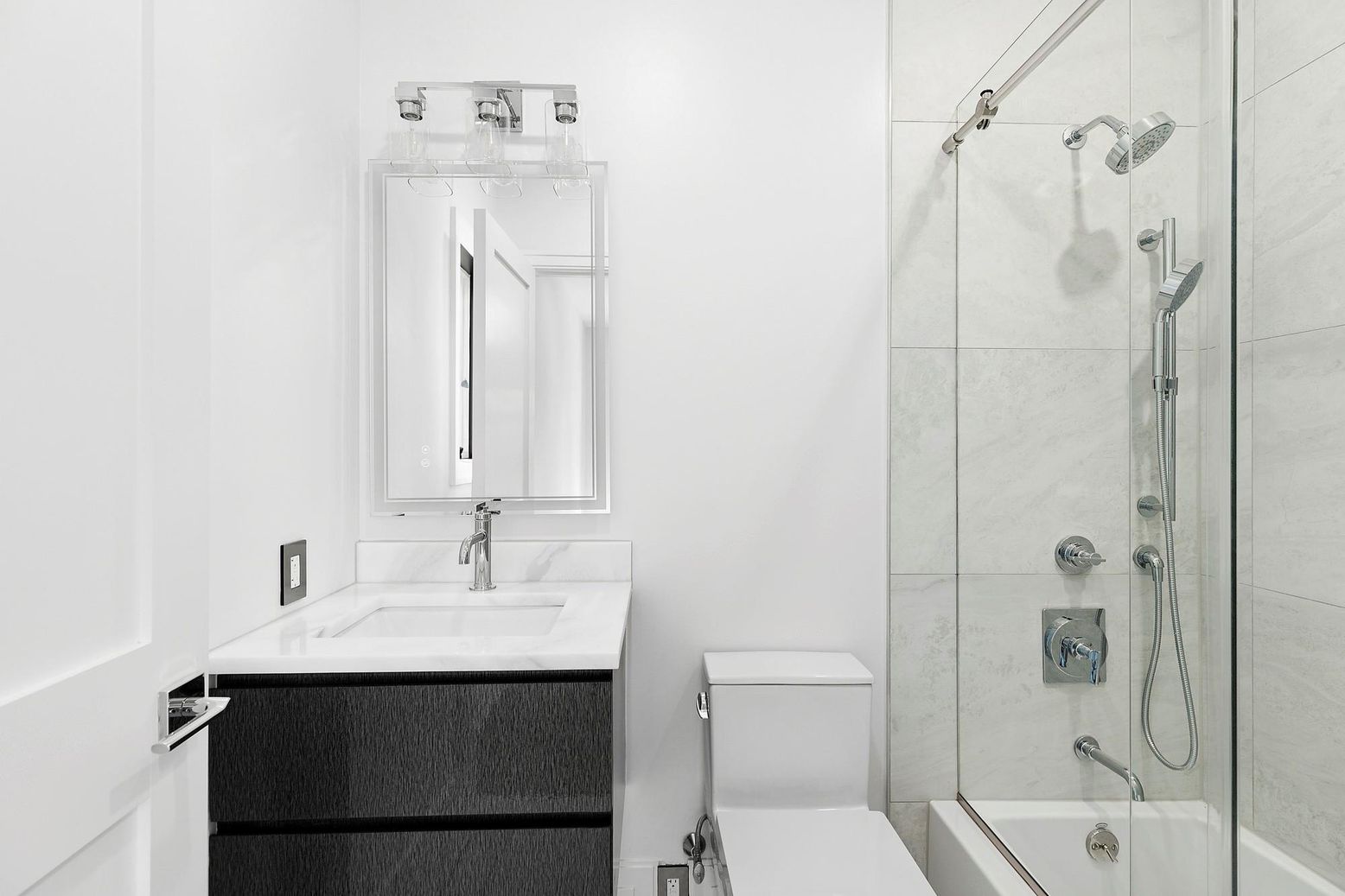 Bathroom, Glass Shower, Interior, Marble Walls
