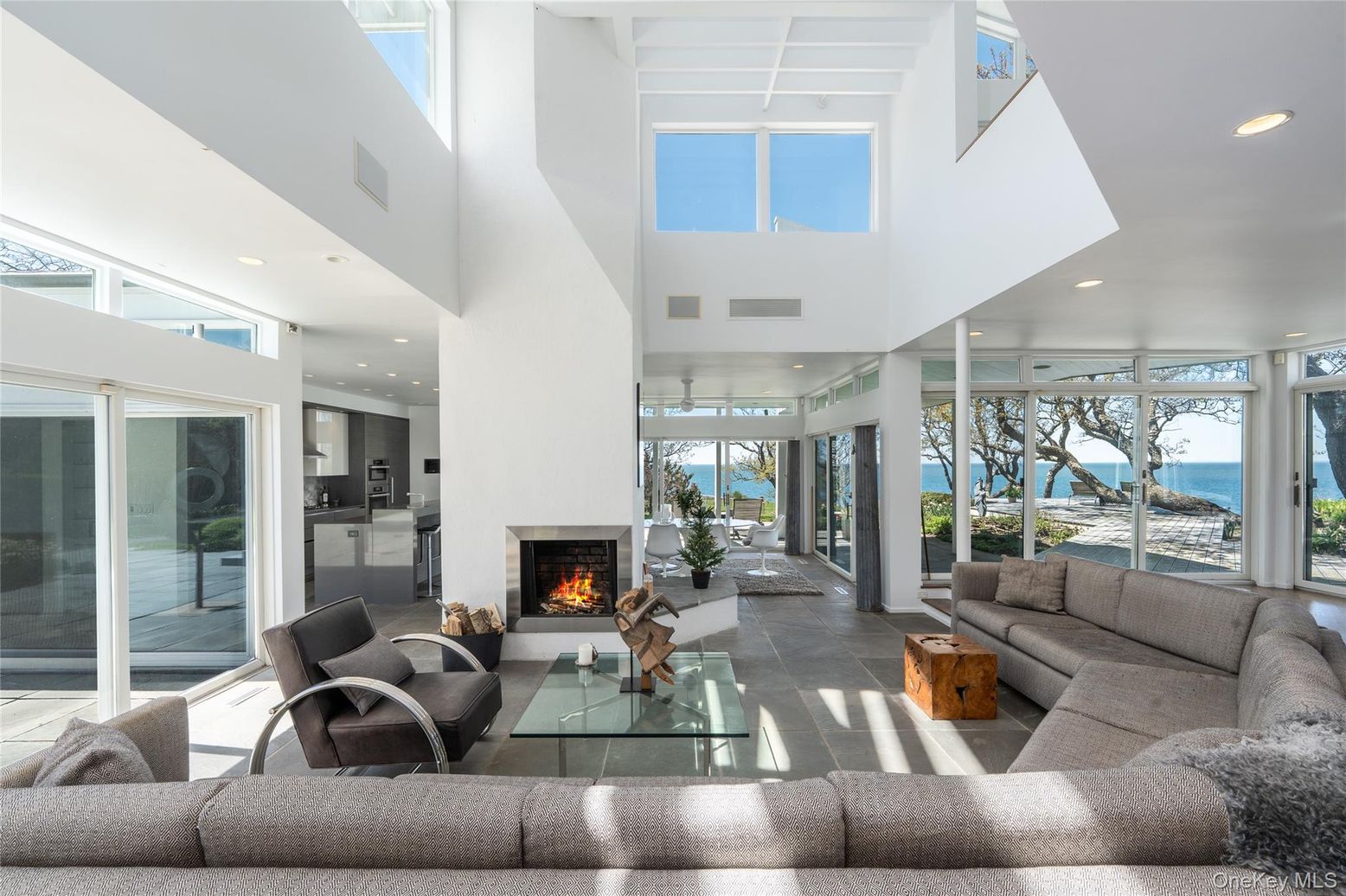 Fireplace, Interior, Living room, Recessed Lighting, Water