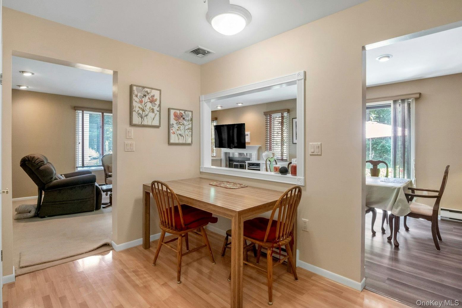 Dining room, Interior, Recessed Lighting, Wood Texture Flooring