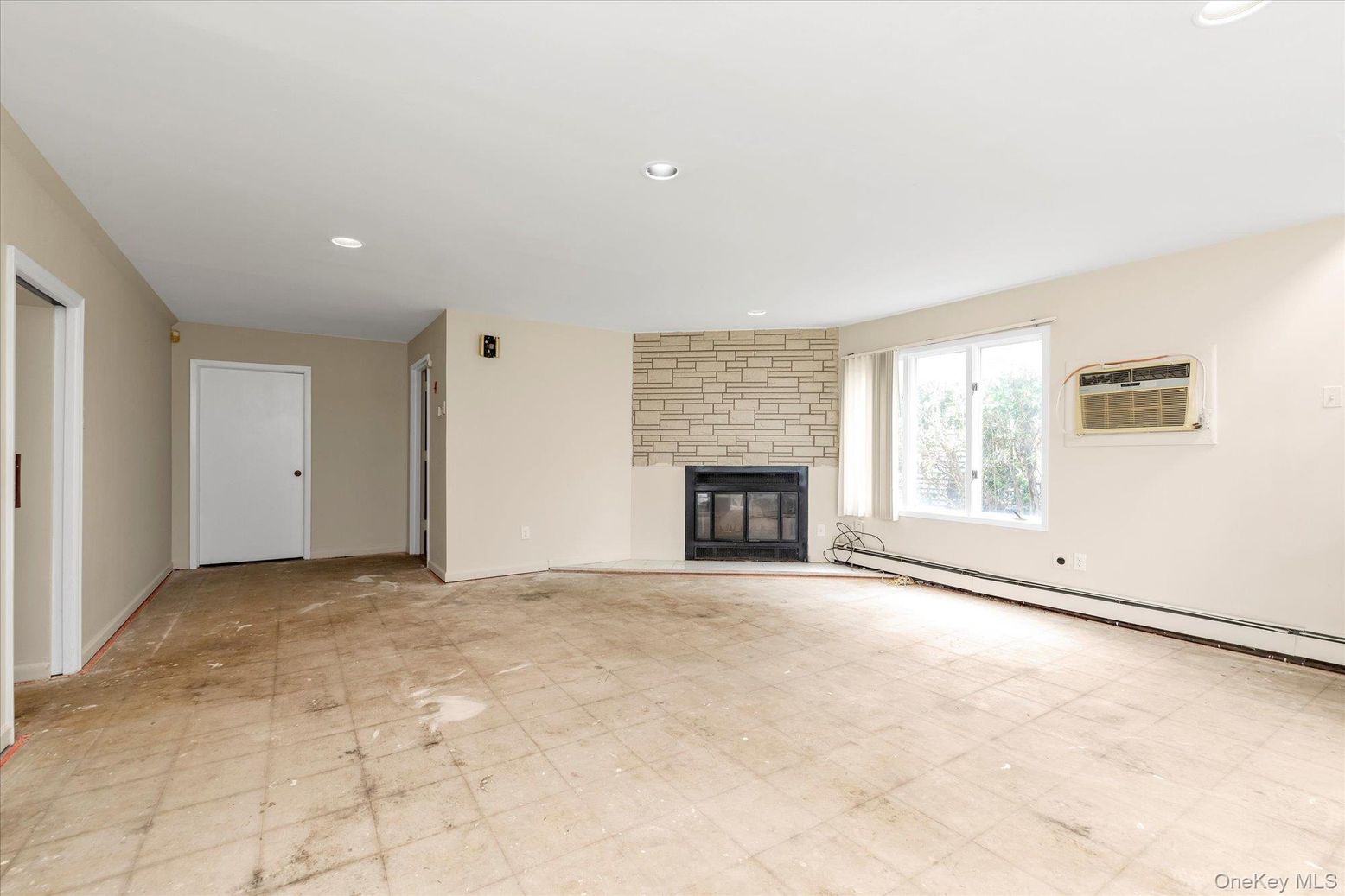 Empty room, Fireplace, Interior, Recessed Lighting