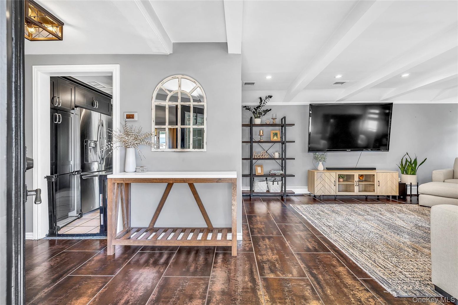 Interior, Kitchen, Living room, Recessed Lighting, Stainless Steel Appliances, Wood Texture Flooring