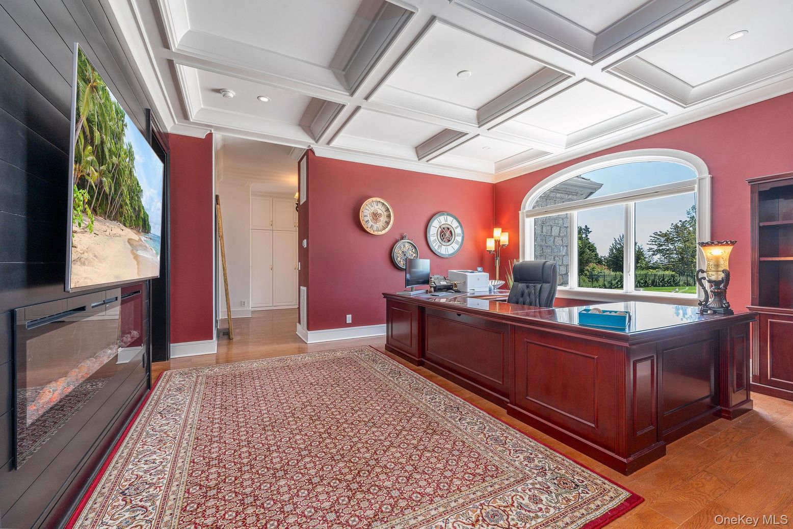 Home Office, Interior, Recessed Lighting, Wood Texture Flooring