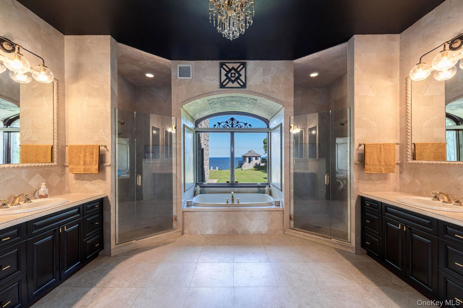 Bathroom, Glass Shower, Interior, Recessed Lighting