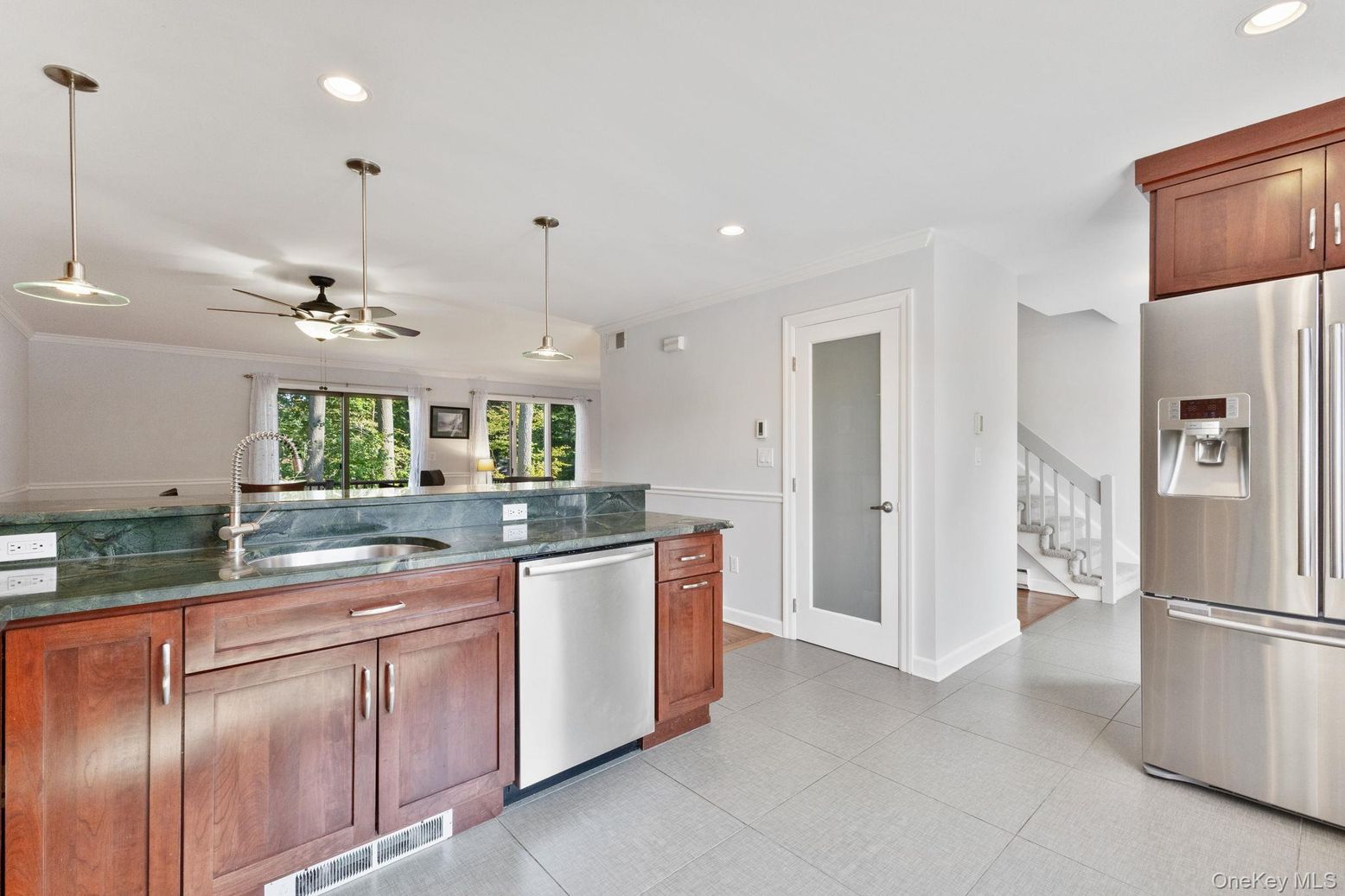 Interior, Kitchen, Pendant Lights, Recessed Lighting, Stainless Steel Appliances