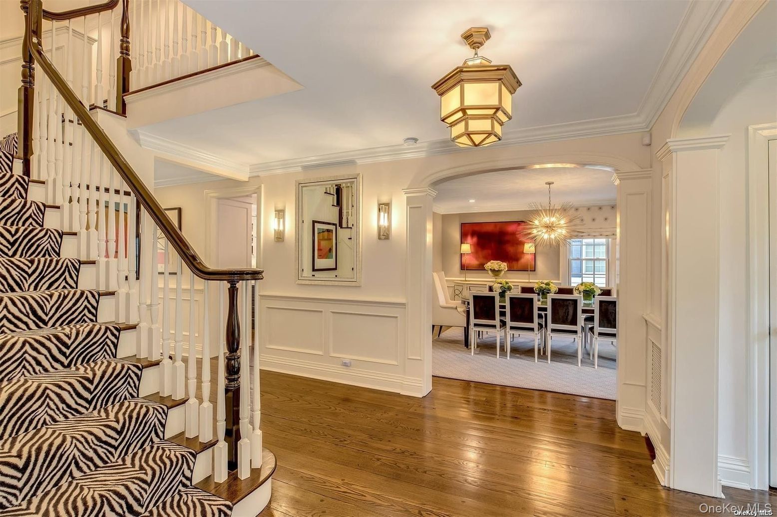 Chandelier, Dining room, Interior, Wood Texture Flooring