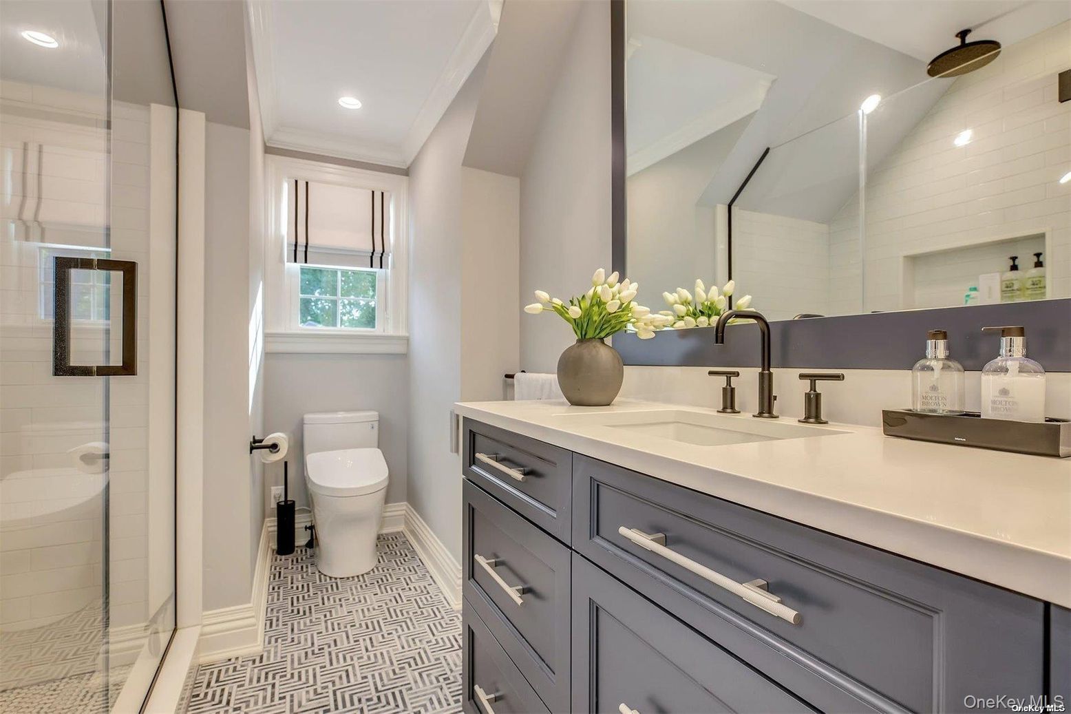 Bathroom, Glass Shower, Interior, Recessed Lighting