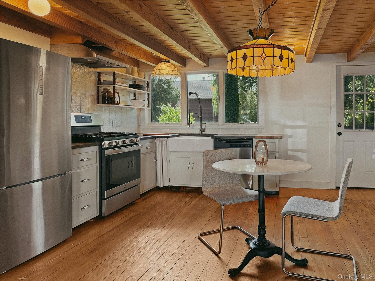 Interior, Kitchen, Stainless Steel Appliances, Wooden Beams, Wooden Ceilings, Wood Texture Flooring